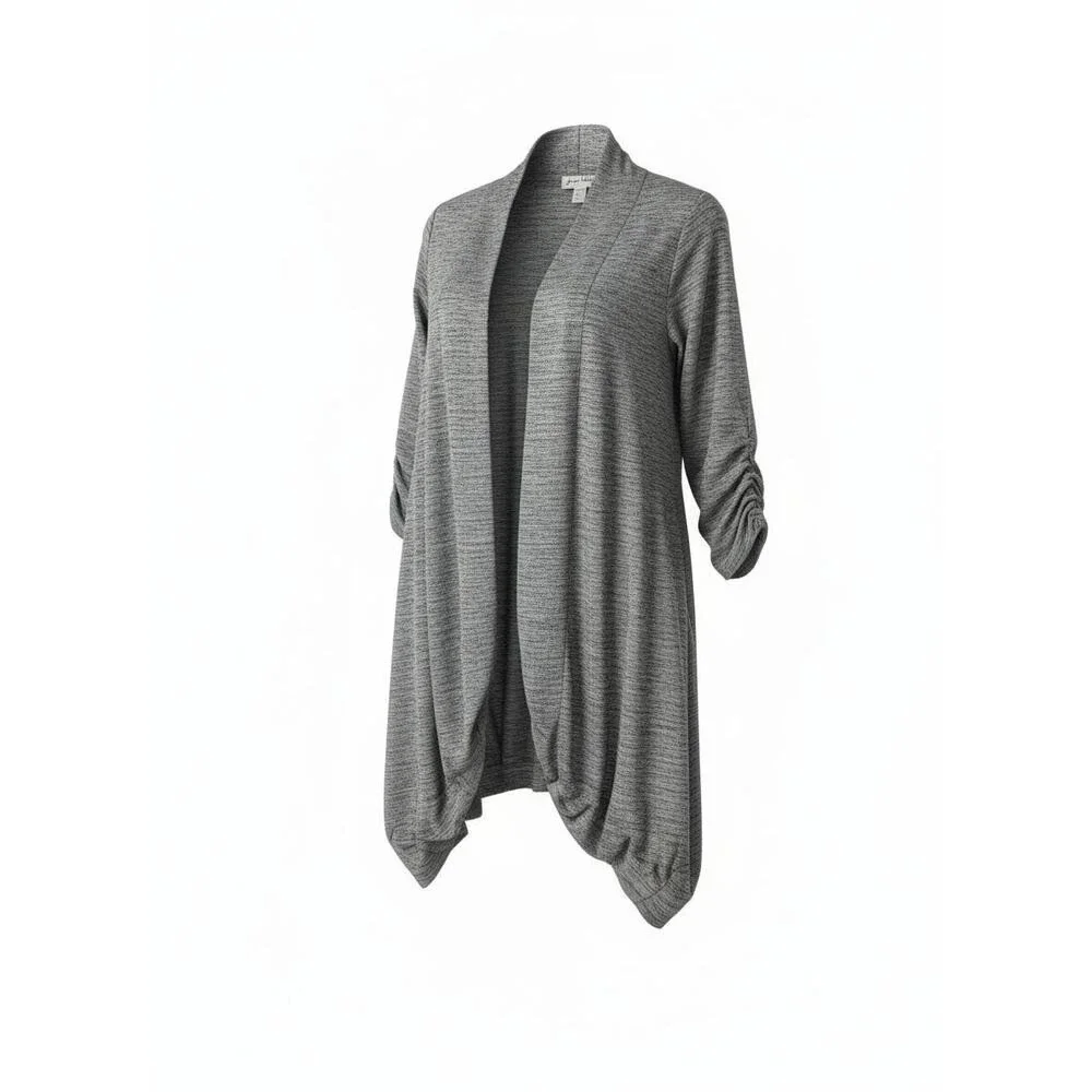 Joseph‎ Ribkoff Open Front Draped Cardigan Grey Heathered Size 16 Casual